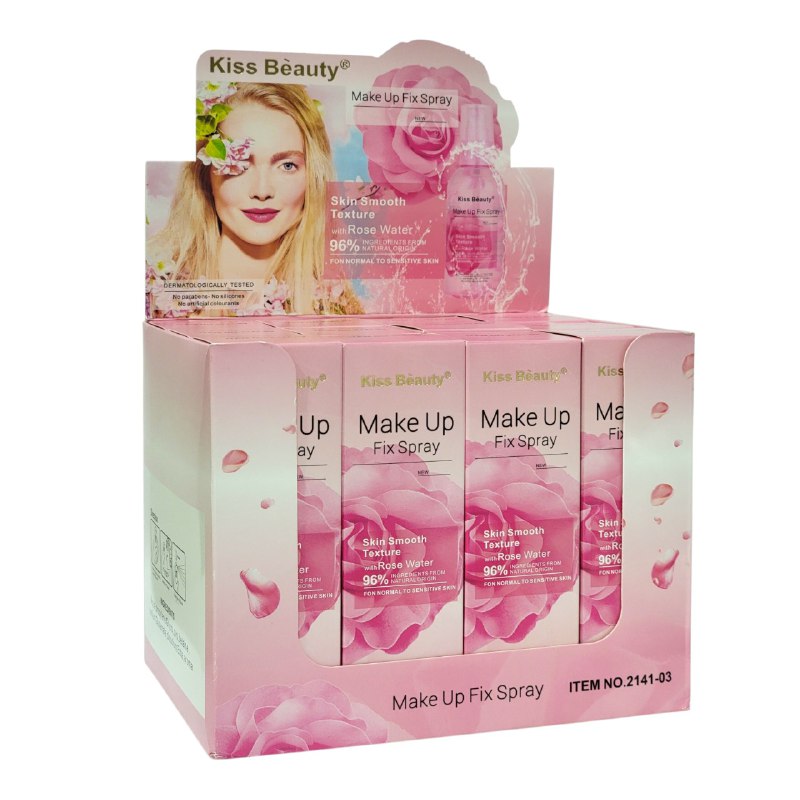FIJADOR DE MAQUILLAJE DE TEXTURA SUAVE CON AGUA DE ROSAS HIDRATANTE KISS BEAUT 160ML