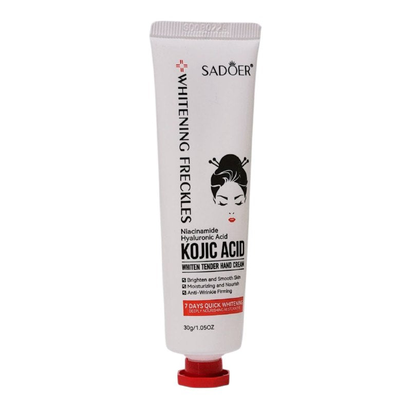 CREMA CORPORAL DE MANOS BLANQUEADORA CON NIACINAMIDA ACIDO KOJICO E HIALURONICO SADOER 30G