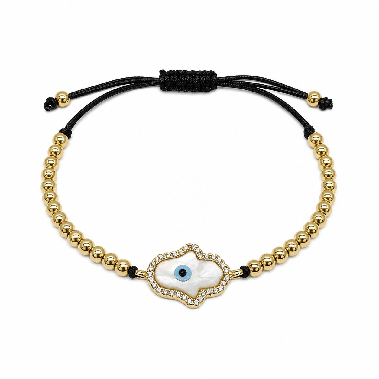 PULSERA DE ENCHAPE PARA DAMA CON DISEÑO DE MANO CON OJO