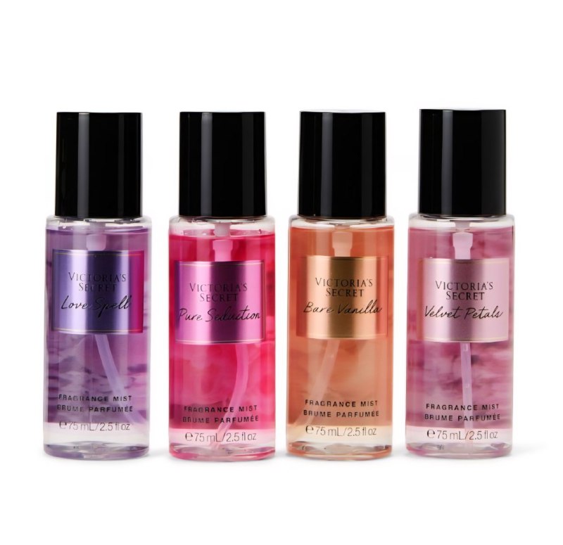SET VICTORIAS SECRET SPLASH LOVE SPELL 75ML, SPLASH PURE SEDUCTION 75ML, SPLASH BARE VANILLA 75ML, SPLASH VELVET PETALS 75ML (M)