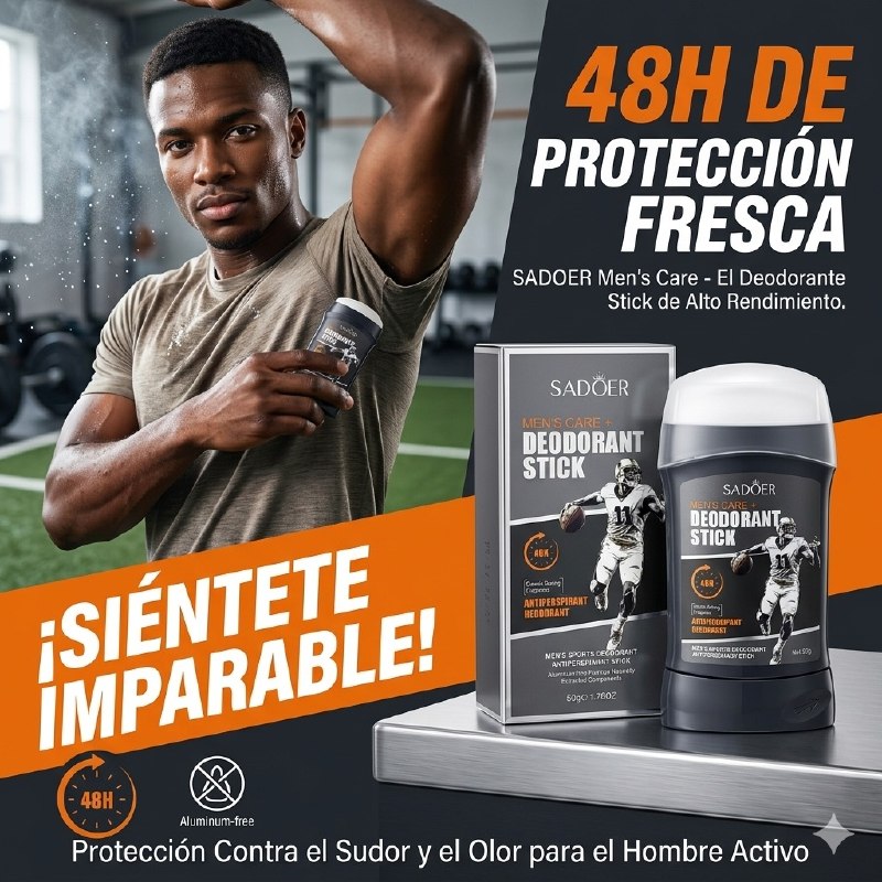 DESODORANTE EN BARRA PARA HOMBRES ANTITRANSPIRANTE PARA QUIENES HACEN DEPORTE SADOER 50G