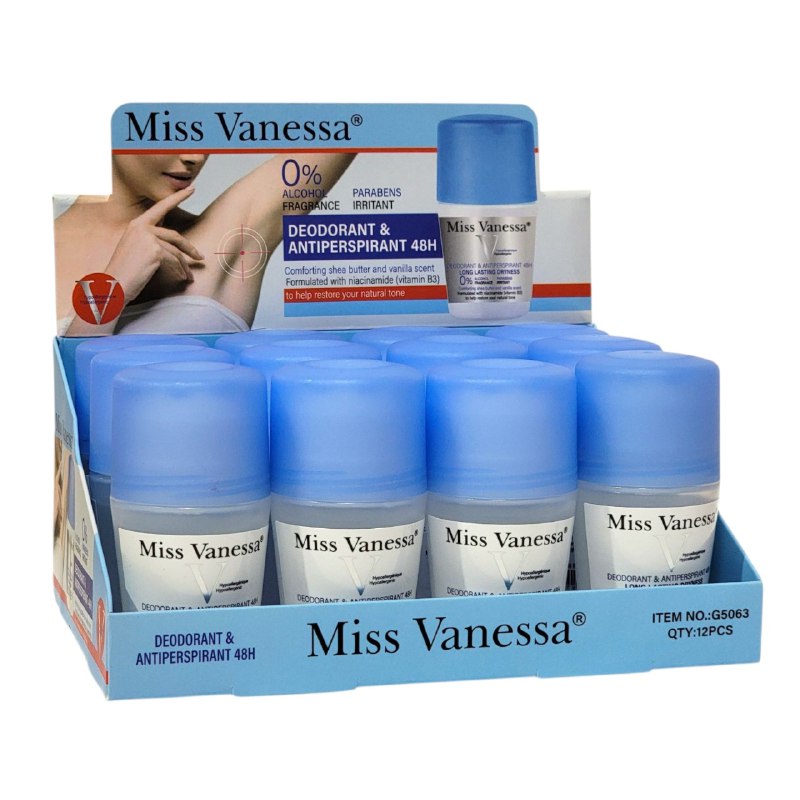 DESODORANTE PARA MUJERES ANTITRANSPIRANTE DE 48H OLOR A KARITE Y VAINILLA MISS VANESA 50ML DUPE DE VICHY