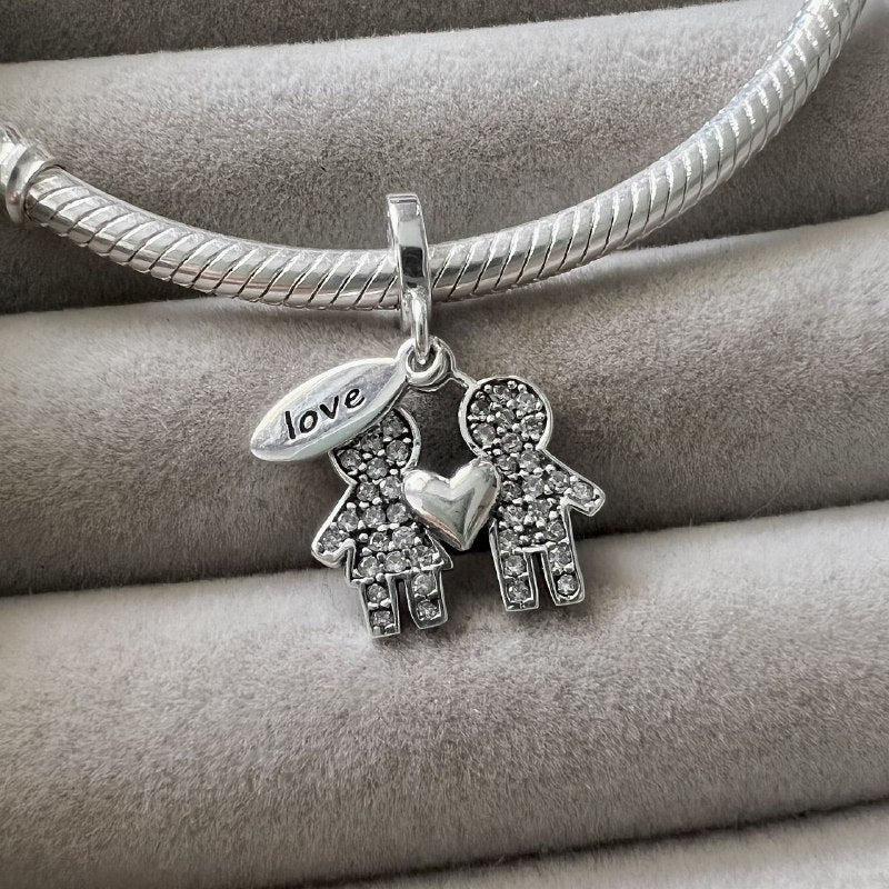 PCHARM4039 FORMA PAREJA DE AMOR PANDORA PLATA 9.25 AMOR SAN VALENTIN