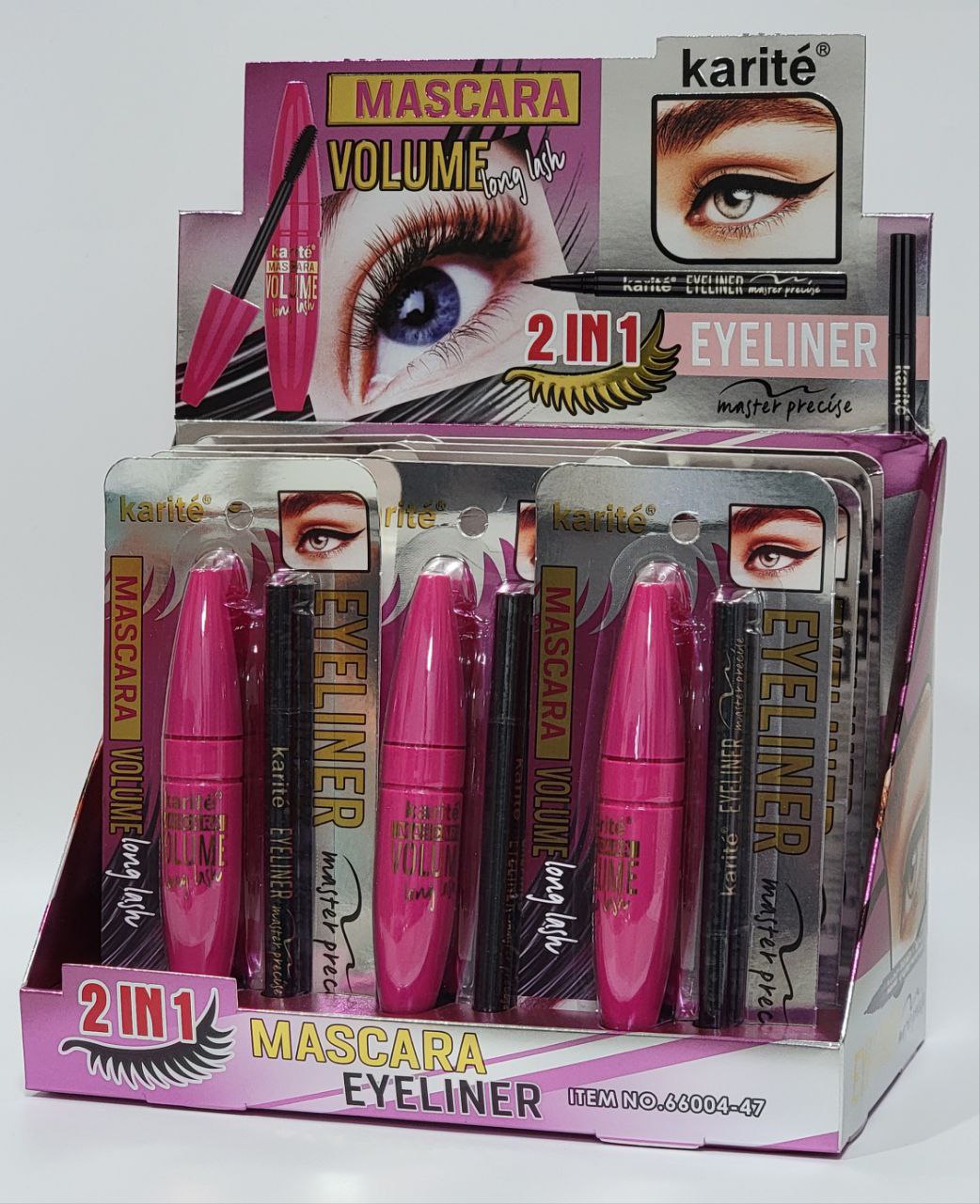 SET DE RIMEL VOLUMINIZADOR Y DELINEADOR LIQUIDO KARITE (DUPE DE MAYBELLINE)