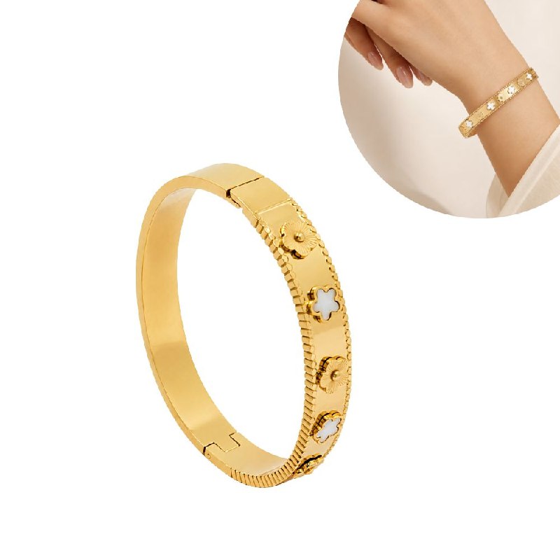 PULSERA DE ENCHAPE PARA DAMA CON DISEÑO DE FLOR 6.5CM