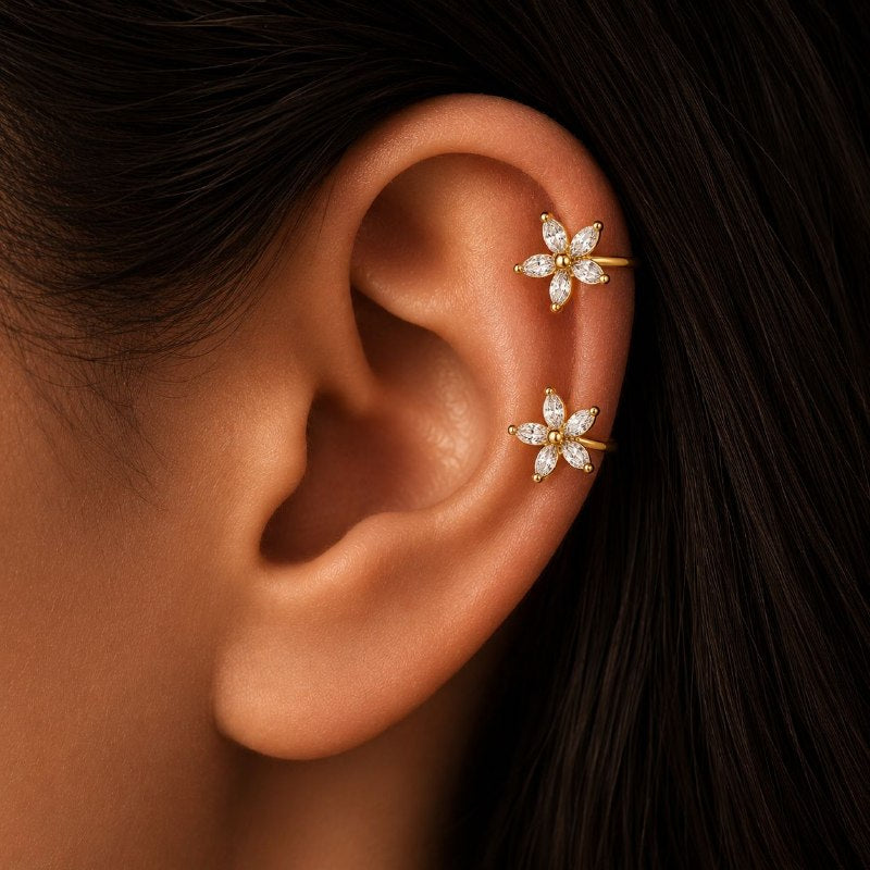 PIERCING DE ENCHAPE PARA DAMA EN FORMA DE FLOR 1CM