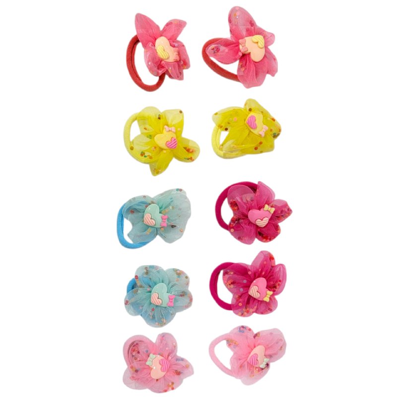COLAS DE TUL CORAZONES, ACCESORIO PARA EL CABELLO EN PAQUETE DE 10 PARES 6.5X6.5CM