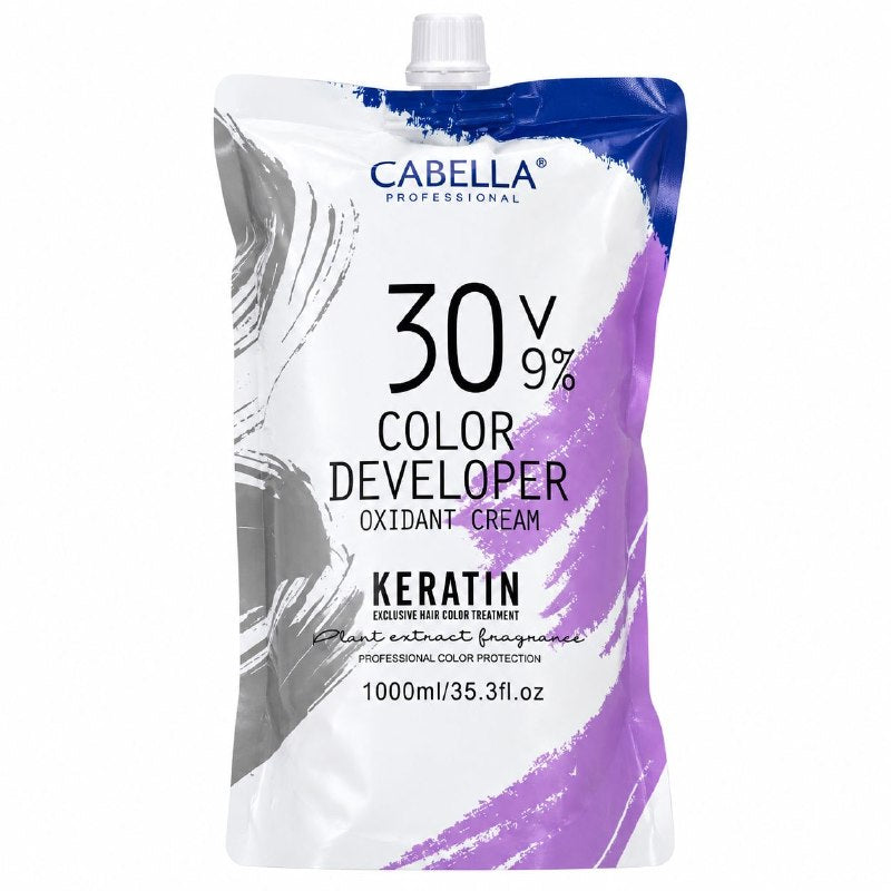 PEROXIDO EN CREMA CAPILAR OXIDANTE REVELADORA PARA COLORACION Y DECOLORACION 9% CON KERATINA CABELLA 1000ML