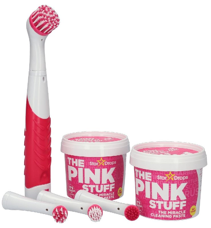 SET DE PASTA MILAGROSA Y HERRAMIENTAS DE FREGADO ELECTRICO PARA INTERIORES Y EXTERIORES MILAGROSO 6PCS THE PINK STUFF