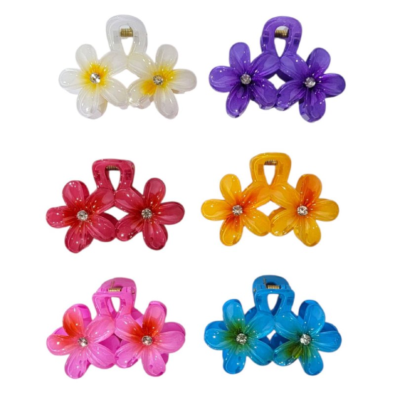 GANCHO PARA EL CABELLO DE DOBLE FLOR HAWAIANA, PINZAS DE SUJECION FUERTE, ACCESORIO PARA EL CABELLO PAQUETE DE 12UND 8X5CM