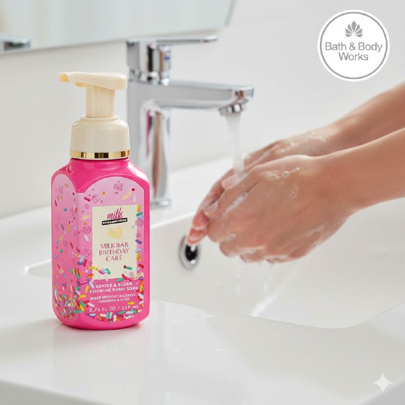 BATH & BODY WORKS JABON DE MANOS SUAVE Y LIMPIO MILK BAR BIRTHDAY CAKE 259ML