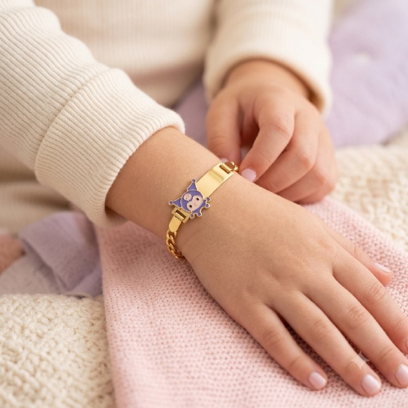 PULSERA DE ENCHAPE PARA NIÑA CON DISEÑO DE KUROMI 21CM