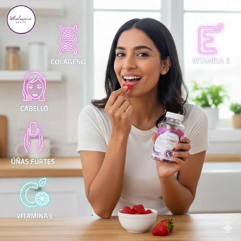 VITAMINAS EN GOMITAS DE COLAGENO PARA EL CABELLO SALUDABLE WHOLESOME 60UND