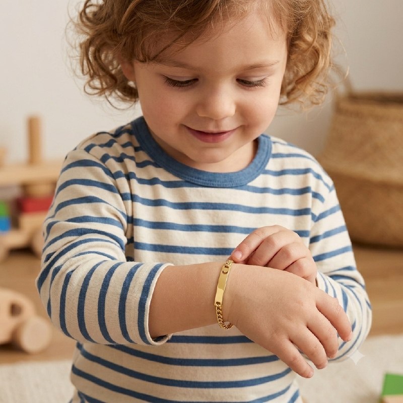 PULSERA DE ENCHAPE PARA NIÑO CON DISEÑO DE LUNA 21CM