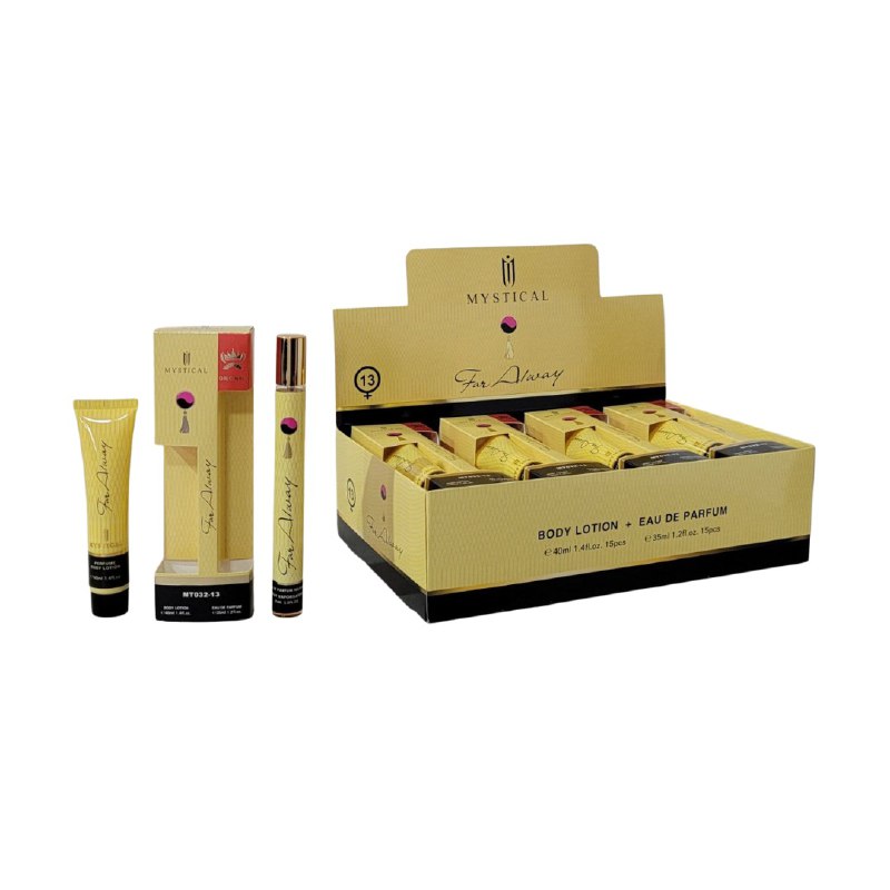 SET PERFUME EN TUBO PARA DAMA MYSTICAL FOR ALWAY 13 EDP 35ML, BODY LOTION 40ML (M)