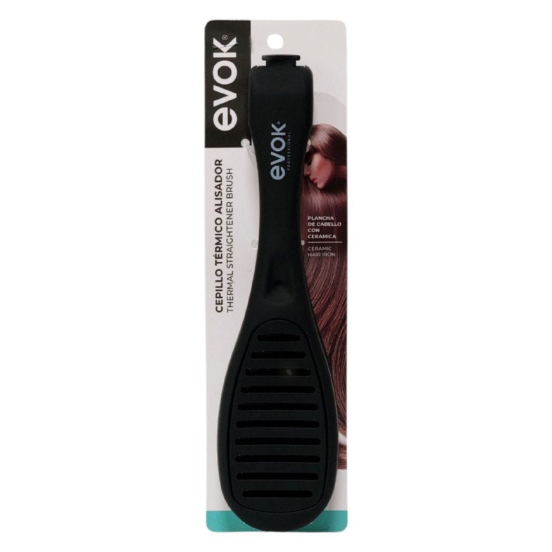 CEPILLO TERMICO ALISADOR PARA EL CABELLO, CEPILLO DOBLE CABEZA PARA ALISAR TIPO PLANCHA CON CUERPO DE ALUMINIO, CONSERVA EL CALOR DE LA PLANCHA O SECADORA EVOK