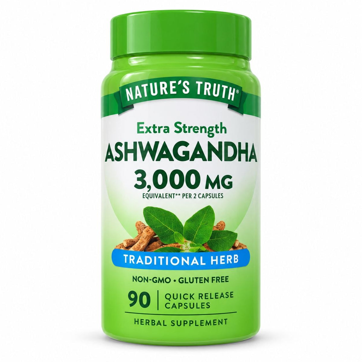VITAMINAS EN CAPSULAS DE ASHWAGANDHA 300MG, SIN GLUTEN Y OMG, DAN FUERA ADICIONAL, LIBERACION RAPIDA, SUPLEMENTO ALIMENTARIO NATURE S TRUTH 90UND