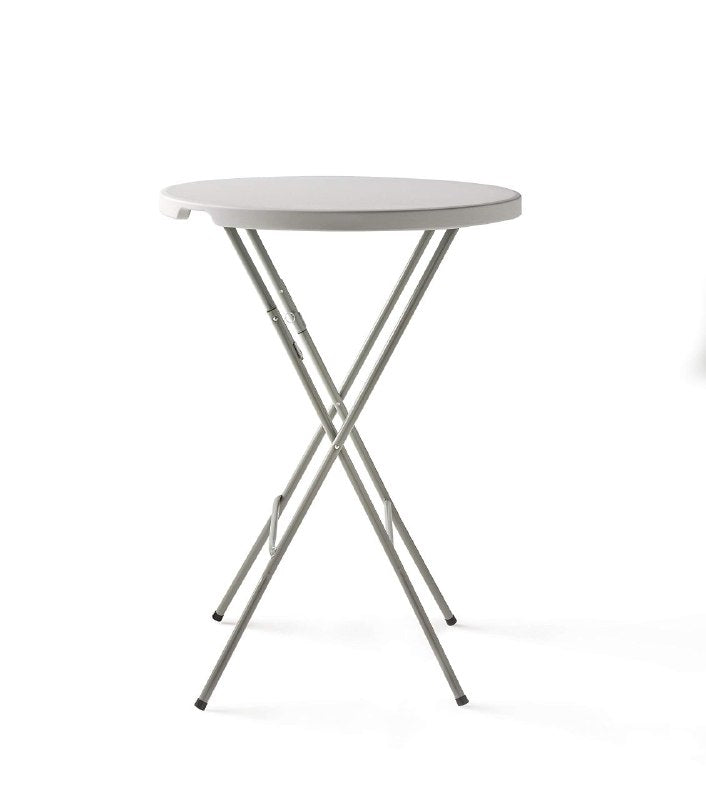 MESA COMEDOR REDONDA DE PIE,PLEGABLE DE PLASTICO PORTATIL, DE COCTEL, MESA ALTA DE BAR, ESTRUCTURA DE ACERO INOXIDABLE, FACIL DE INSTALAR Y GUARDAR HOMESTAR 135.5X5X81CM