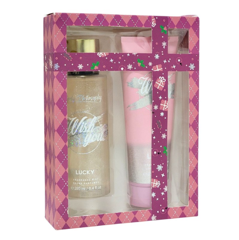 SET BODY PHILOSOPHY WIST YOU LUCKY SHIMMER SPLASH 250ML, CREMA CORPORAL 236ML (M)