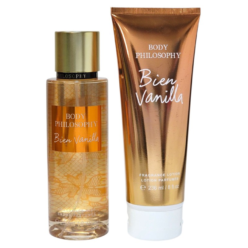 SET BODY PHILOSOPHY BIEN VANILLA SPLASH 250ML, CREMA CORPORAL 236ML (M)