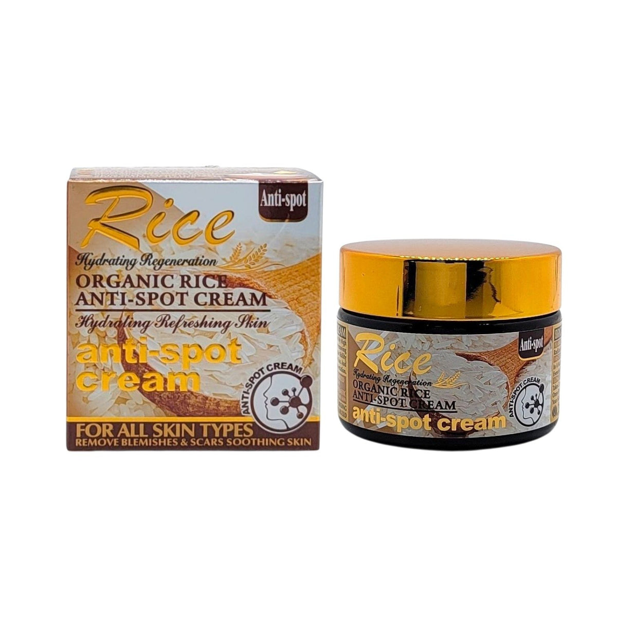 CREMA FACIAL DE ARROZ, ANTIMANCHAS, ELIMINA EL ACNE Y BLANQUEA LAS PECAS A CORTO PLAZO RICE ANTI SPOT 55G