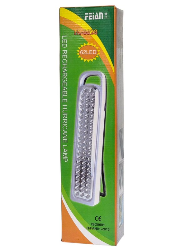 LUZ LED, LAMPARA RECARGABLE DE 62 LEDS, ALTA LUMINOSIDAD, IDEAL PARA CORTES ELECTRICOS, FACIL DE TRANSPORTAR FEIAN FA 6828