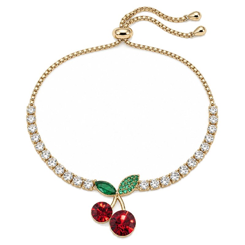 PULSERA DE ENCHAPE PARA DAMA CON DISEÑO DE CEREZA 18CM