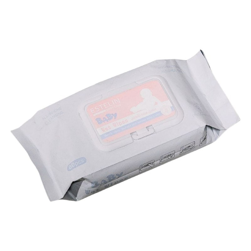 TOALLITAS HUMEDAS PARA BEBE, LIMPIA HIDRATA Y SUAVIZA LA PIEL DEL BEBE SIN DEJAR RESIDUOS, SEGURAS PARA PIELES SENSIBLES ESTELIN BABY CARE 80UND