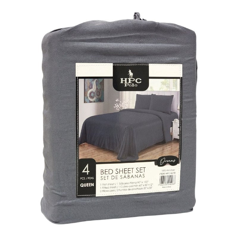JUEGO DE SABANAS CAMA KING 4PCS QUEEN POLO