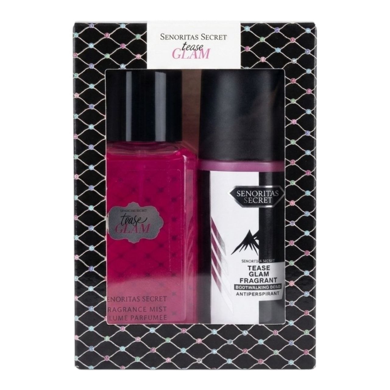 SET MINI SENORITAS SECRET TEASE GLAM SPLASH 75ML Y ANTISPERSPIRANTE 60ML (M) (AROMA SIMILAR A VICTORIAS SECRET TEASE GLAM)