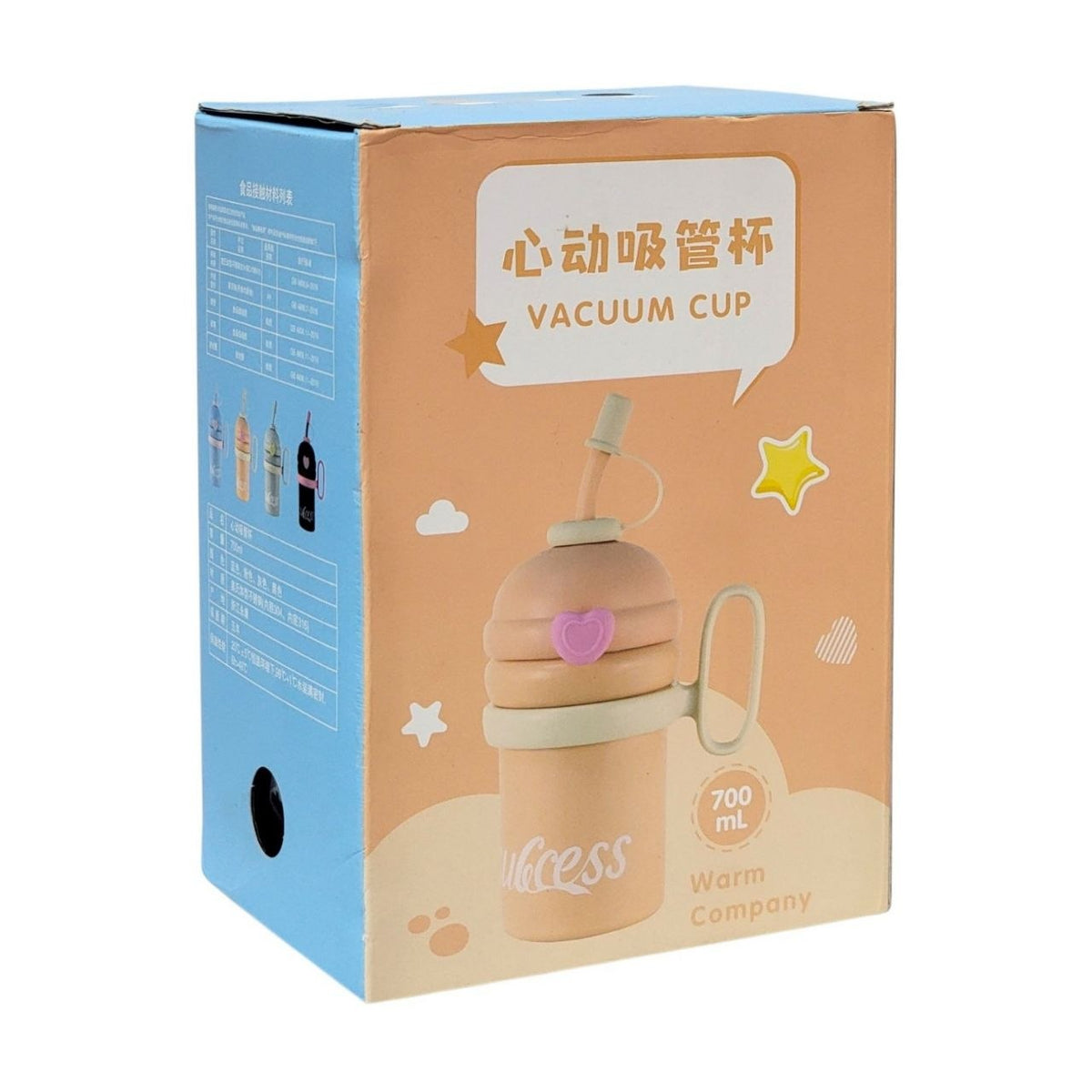 VASO TERMICO ESTILO KAWAII INFANTIL CON PAJILLA 700ML