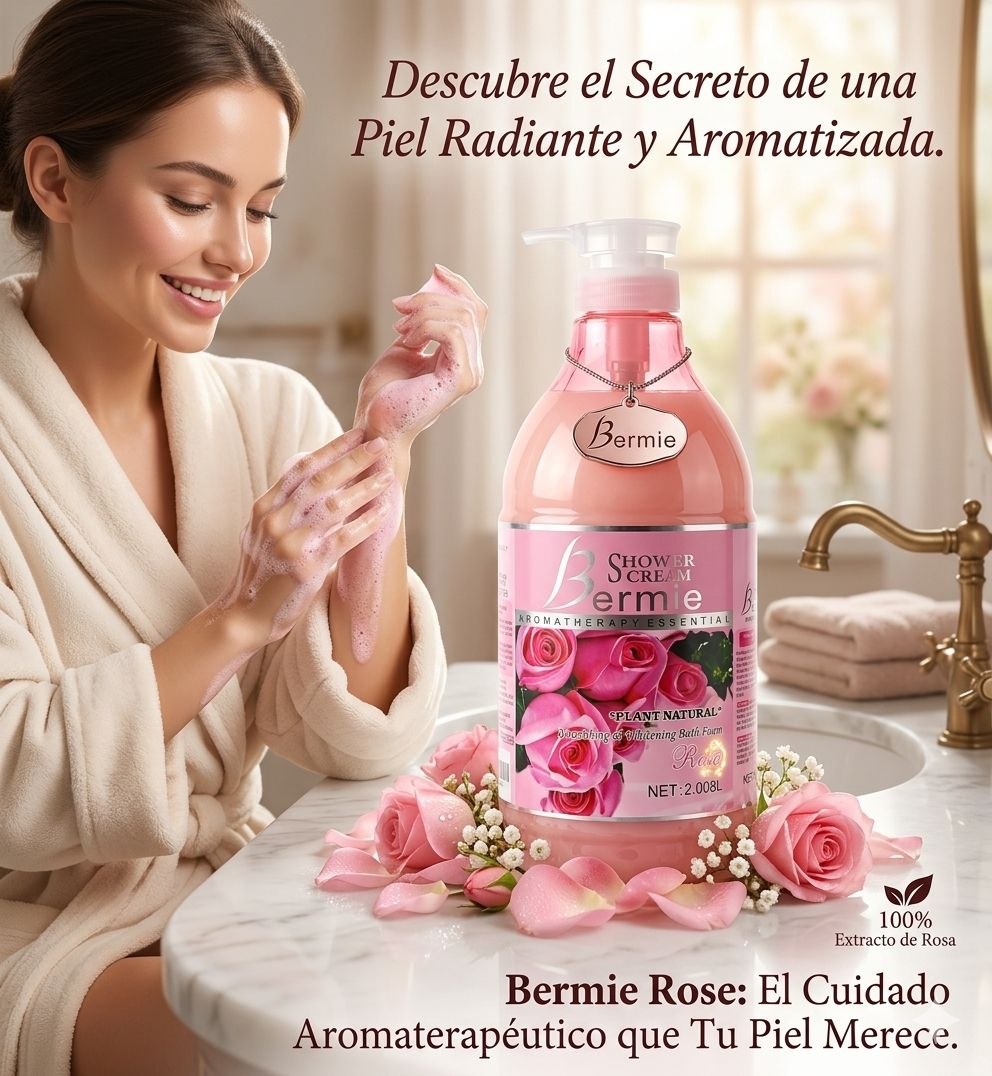 GEL DE DUCHA NUTRITIVO Y BLANQUEADOR CON EXTRACTO DE NATURAL DE ROSA BERMIE 2L