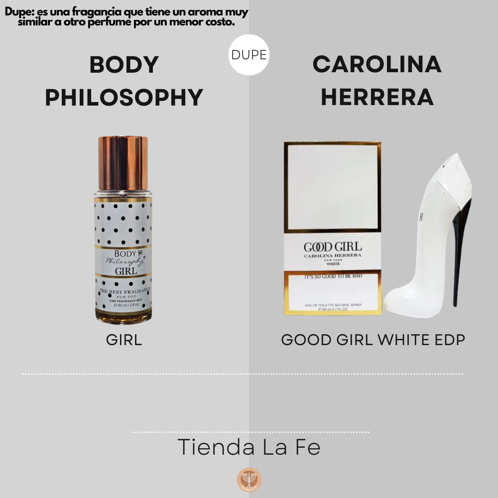 SPLASH BODY PHILOSOPHY GIRL 60ML (M)(DUPE DE CAROLINA HERRERA GOOD GIRL WHITE EDP )