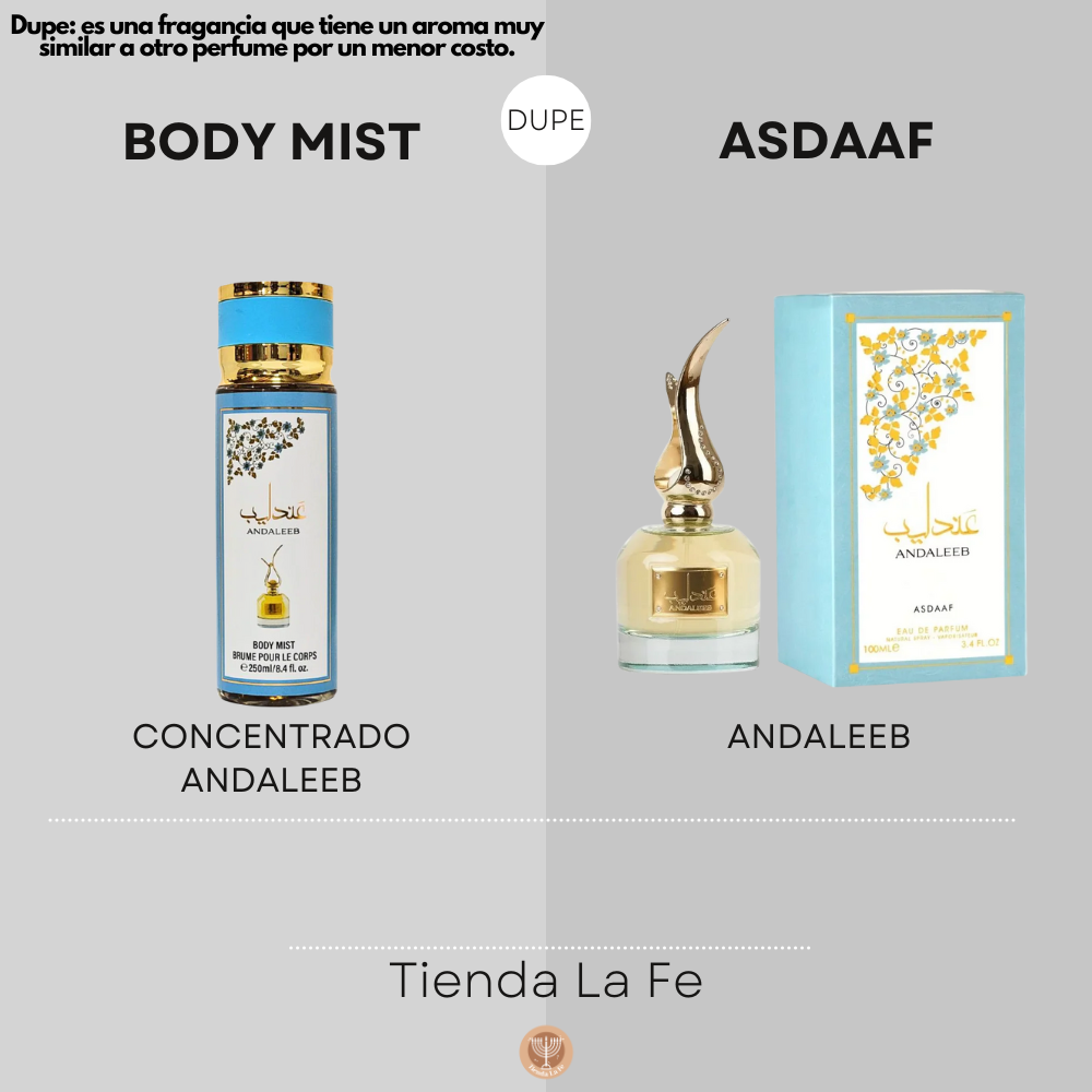 SPRAY PERFUMADO CONCENTRADO ANDALEEB 250ML (M)(DUPE DE ASDAAF ANDALEEB EDP 100ML)