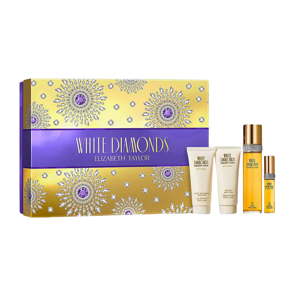 SET ELIZABETH TAYLOR WHITE DIAMONDS EDT 100ML EDT 15ML CREMA CORPORAL 100ML GEL DE DUCHA 100ML (M)