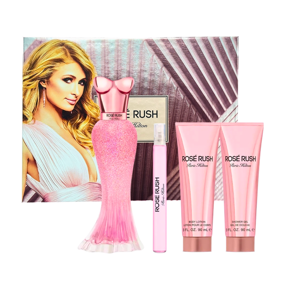 SET PARIS HILTON ROSE RUSH EDP 100ML, EDP 10ML, SHOWER GEL 90ML, BODY LOTION 90ML (M)