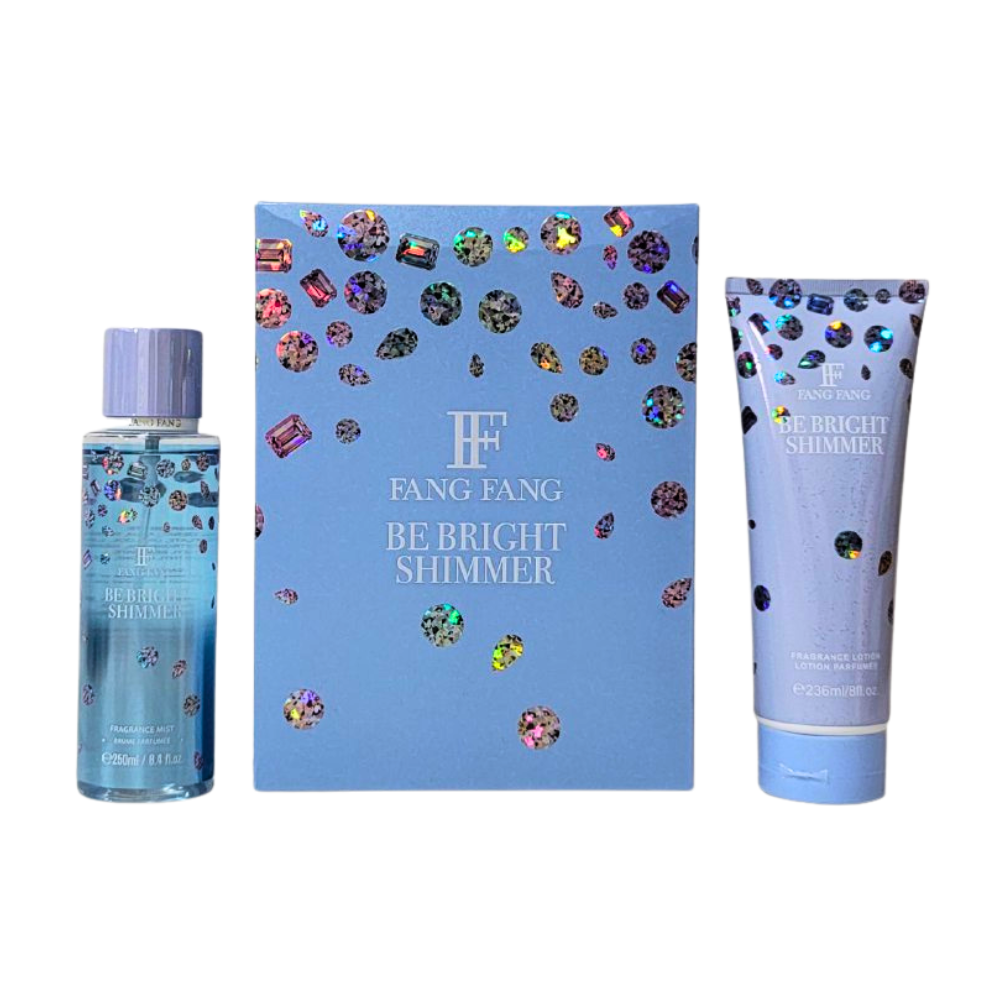 SET FANG FANG BE BRIGHT SHIMMER SPLASH 250ML, BODY LOTION 236ML (M)