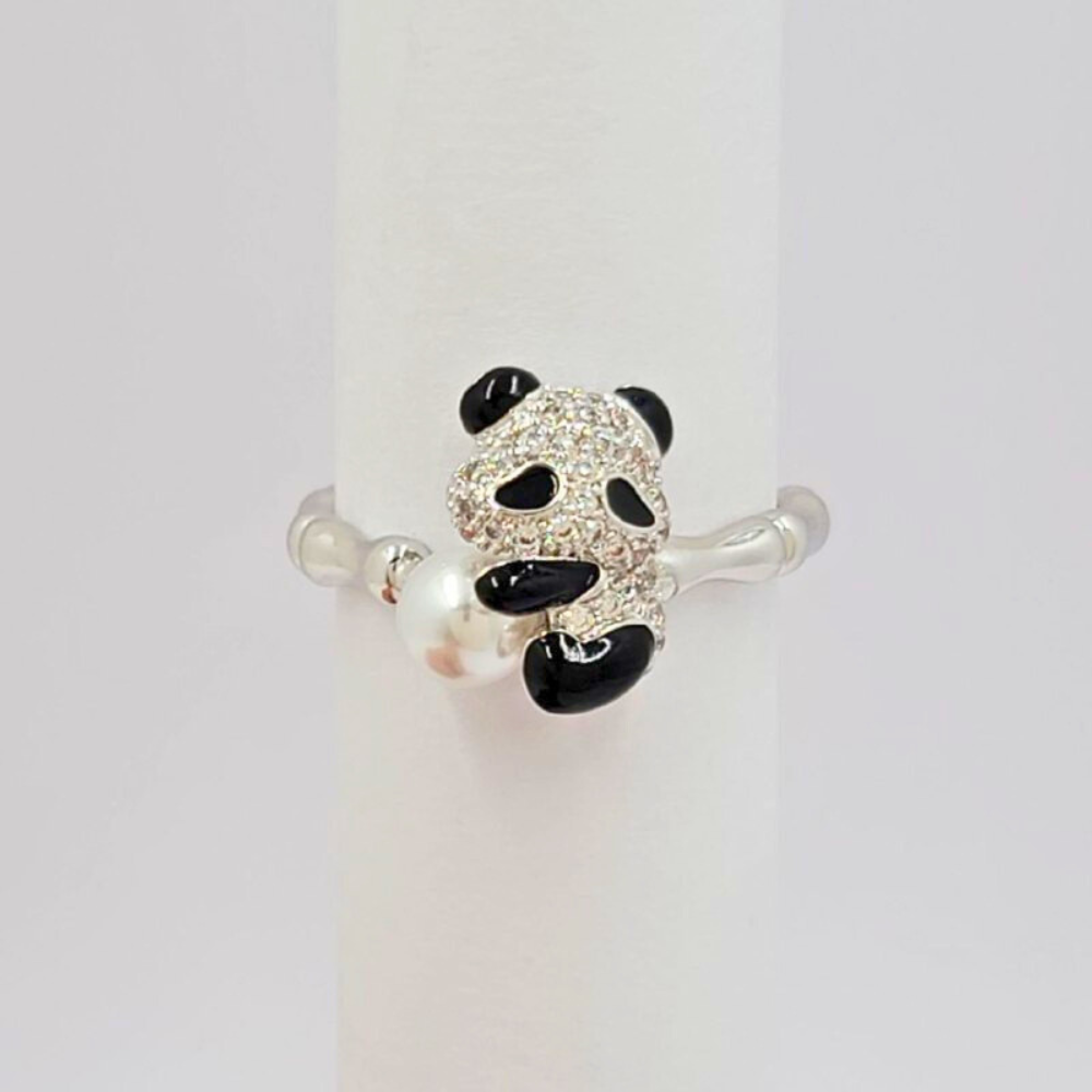 ANILLO DE ENCHAPE CON FORMA DE PANDA