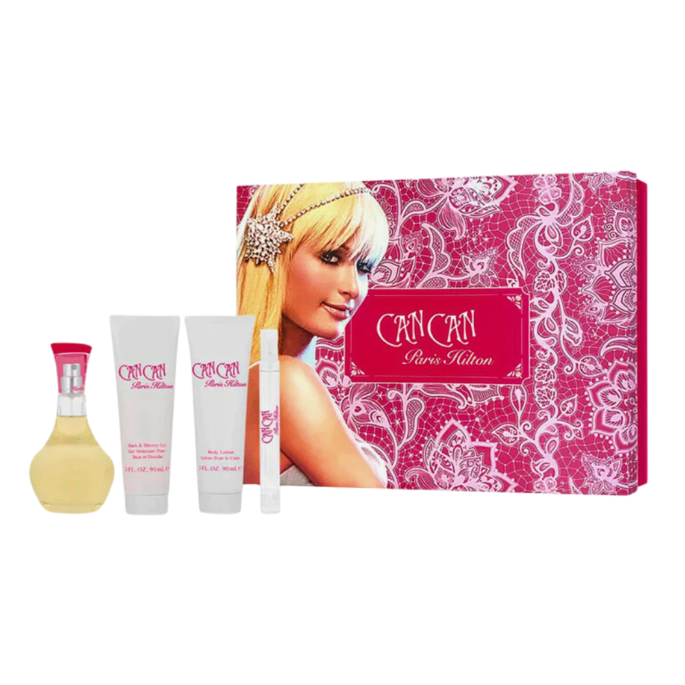 SET PARIS HILTON CAN CAN EDP 100ML EDP 15ML, BODY LOTION 90ML, SHOWER GEL 90ML (M)