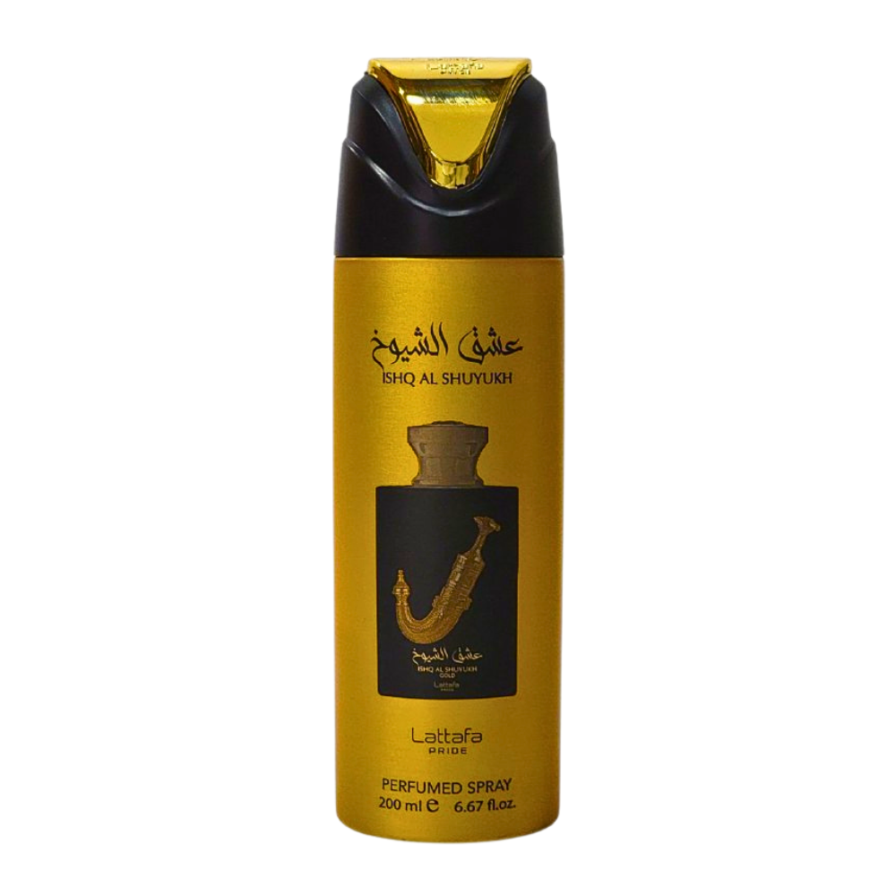 LATTAFA BODY SPRAY ISHQ AL SHUYUKH GOLD 200ML (U)