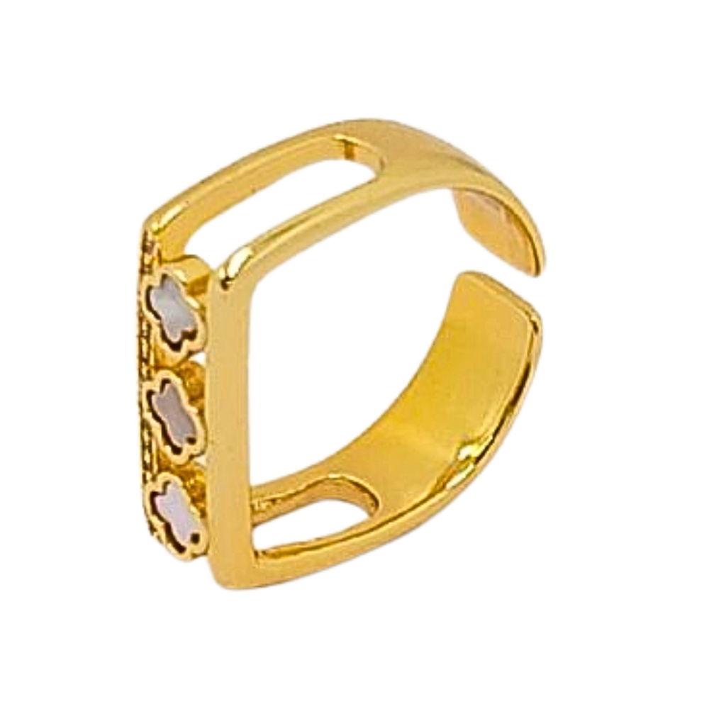 ANILLO DE ENCHAPE CON FORMA DE FLOR