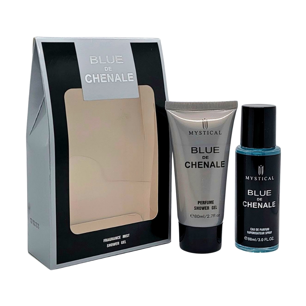 SET DE SPLASH PARA HOMBRE MYSTICAL BLUE CHENALE SPLASH 88ML, SHOWER GEL 80ML (H)