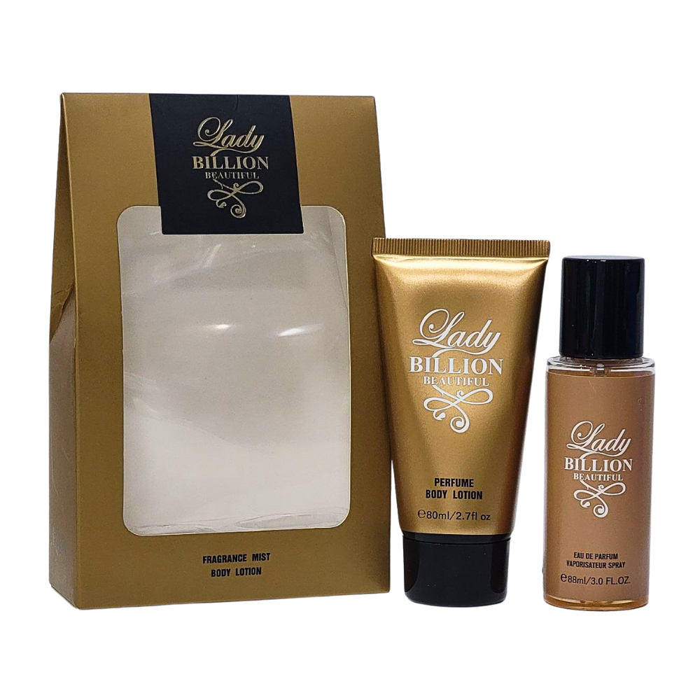 SET DE SPLASH PARA DAMA MYSTICAL LADY BILLION BEAUTIFUL SPLASH 88ML, BODY LOTION 80ML (M)