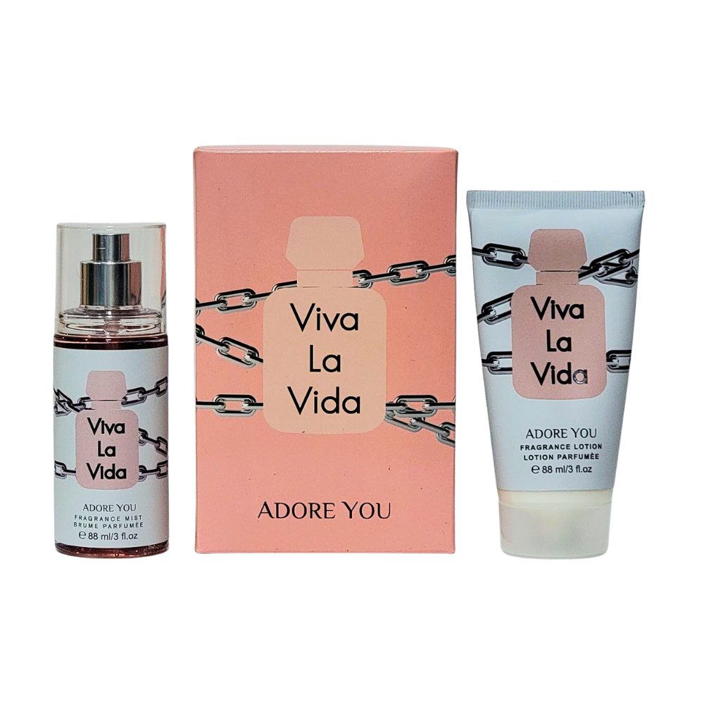 SET DE SPLASH PARA DAMA ADORE YOU VIVA LA VIDA SPLASH 88ML, BODY LOTION 88ML (M)