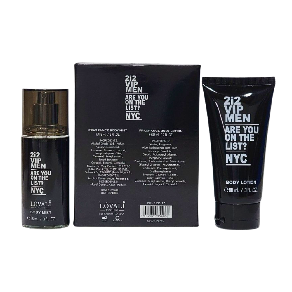 SET DE SPLASH PARA HOMBRE LOVALI 2i2 VIP MEN SPLASH 88ML, BODY LOTION 88ML (H)