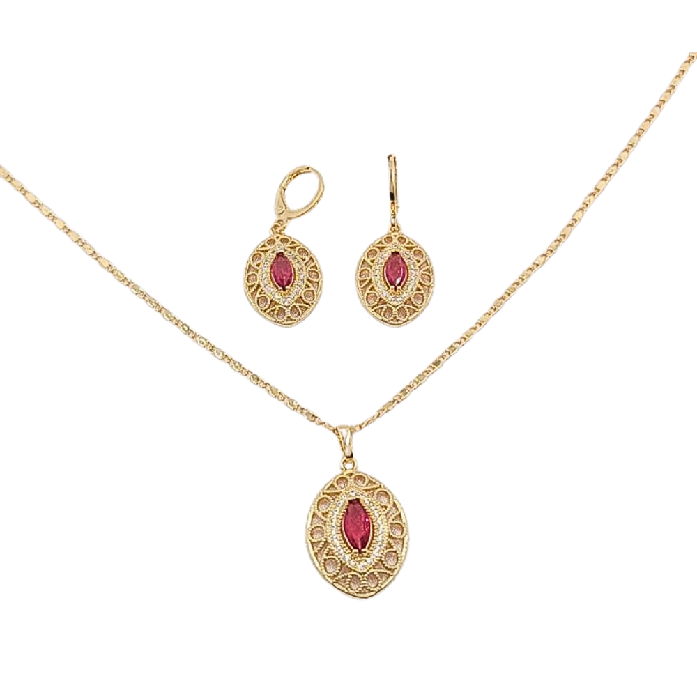 ESET1348 FORMA OVALO CIRCON ROJO