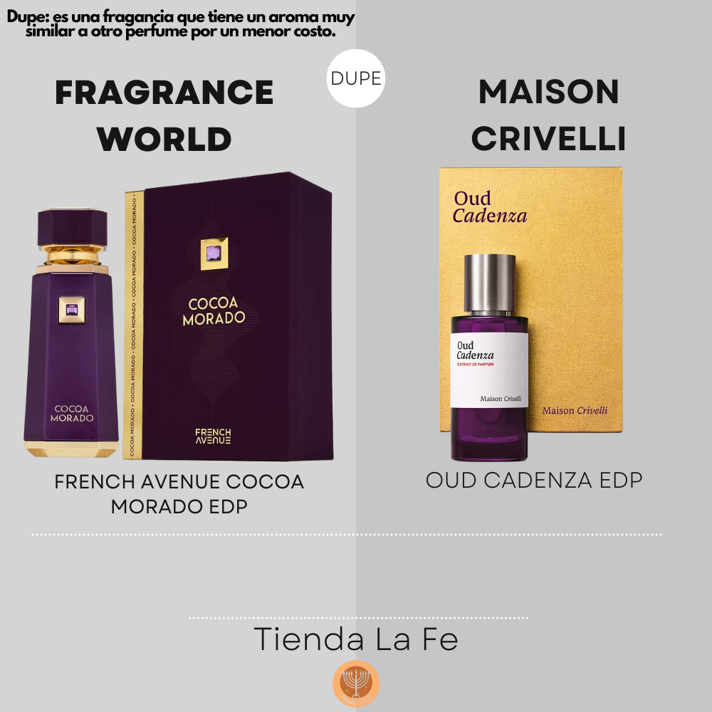 FRAGRANCE WORLD FRENCH AVENUE COCOA MORADO EDP 100ML (U) (DUPE MAISON CRIVELLI OUD CADENZA EDP)