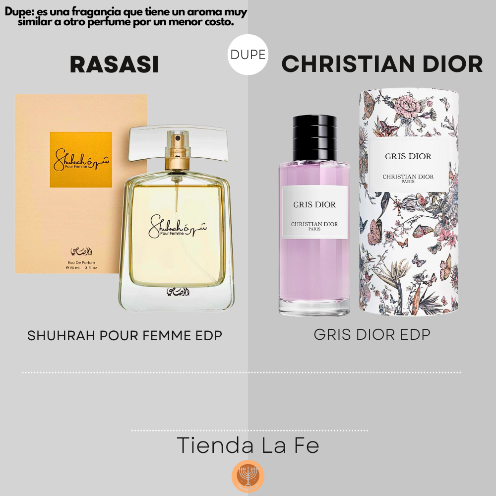 RASASI SHUHRAH POUR FEMME EDP 90ML (M) (DUPE CHRISTIAN DIOR GRIS DIOR EDP)