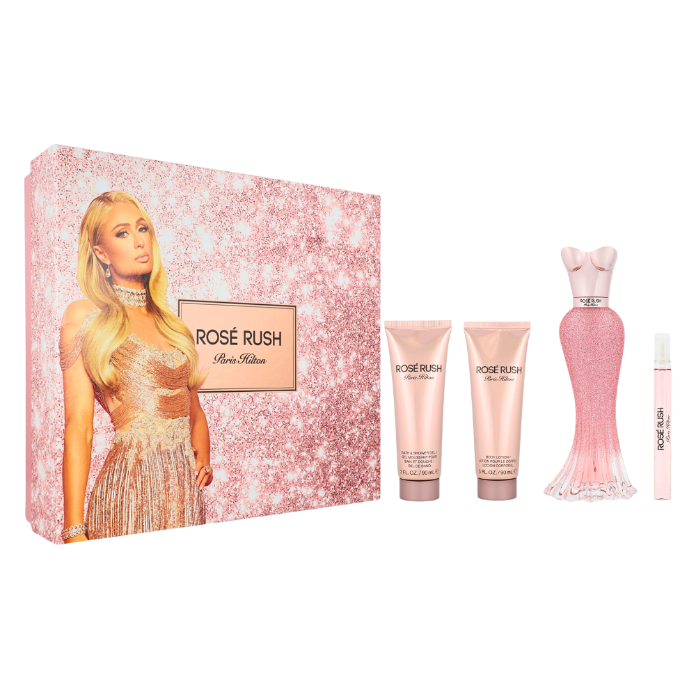 SET PARIS HILTON ROSE RUSH EDP 100ML, EDP 10ML, SHOWER GEL 90ML, BODY LOTION 90ML (M)