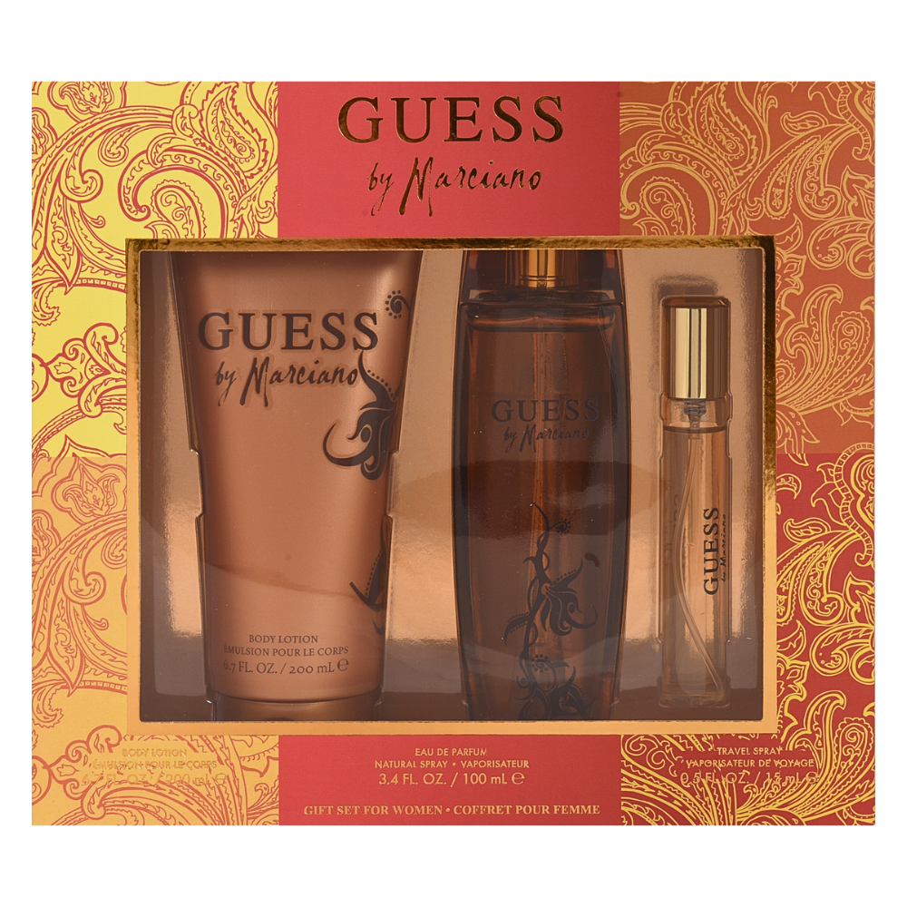 SET GUESS BY MARCIANO FOR WOMEN EDP 100ML, MINI EDP 15ML, BODY LOTION 200ML (M)